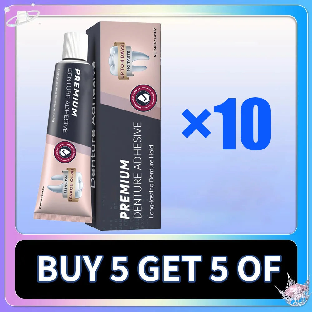 Denture Adhesive and Dental Care Gel for Secure All Day Denture Stability