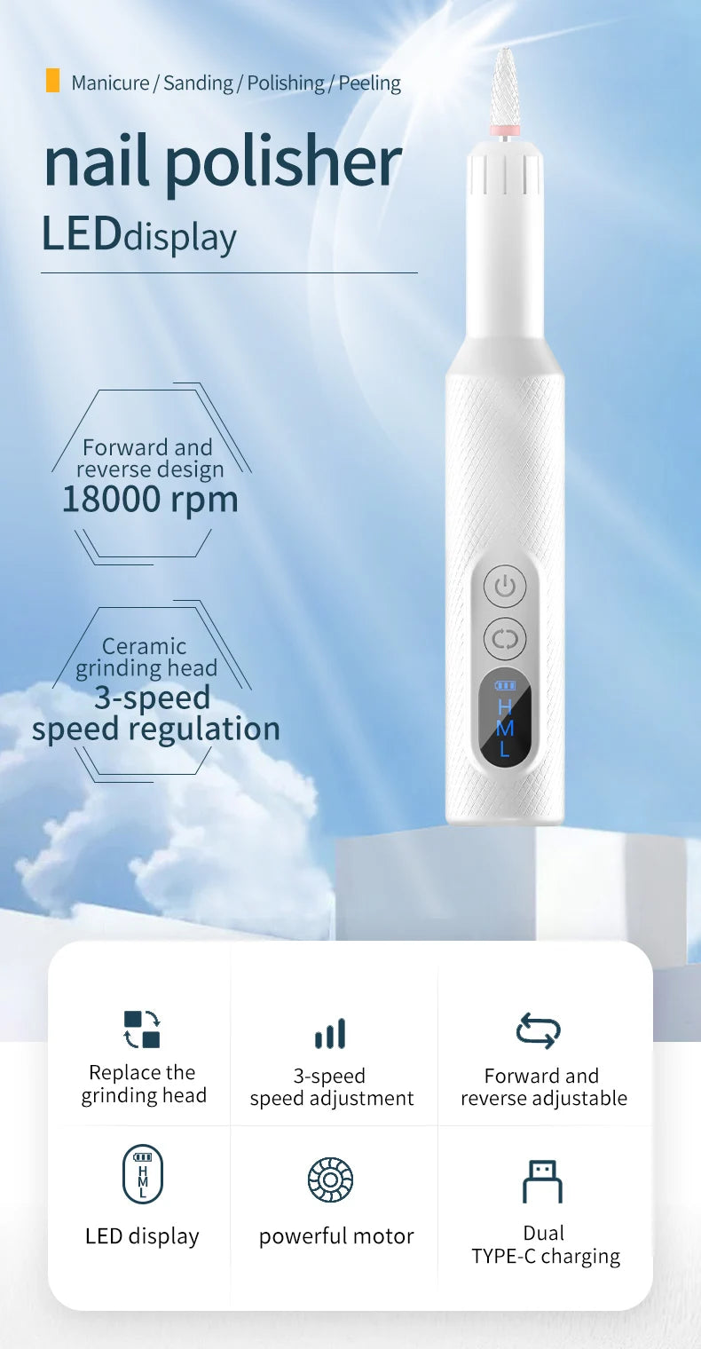 Cordless Nail Drill and Electric Nail File for Salon Quality Manicure at Home
