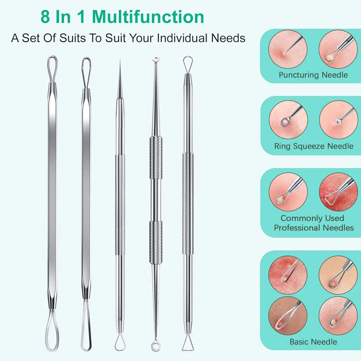 Blackhead Remover Kit and Pimple Popper Tools for Clear Facial Skin Care