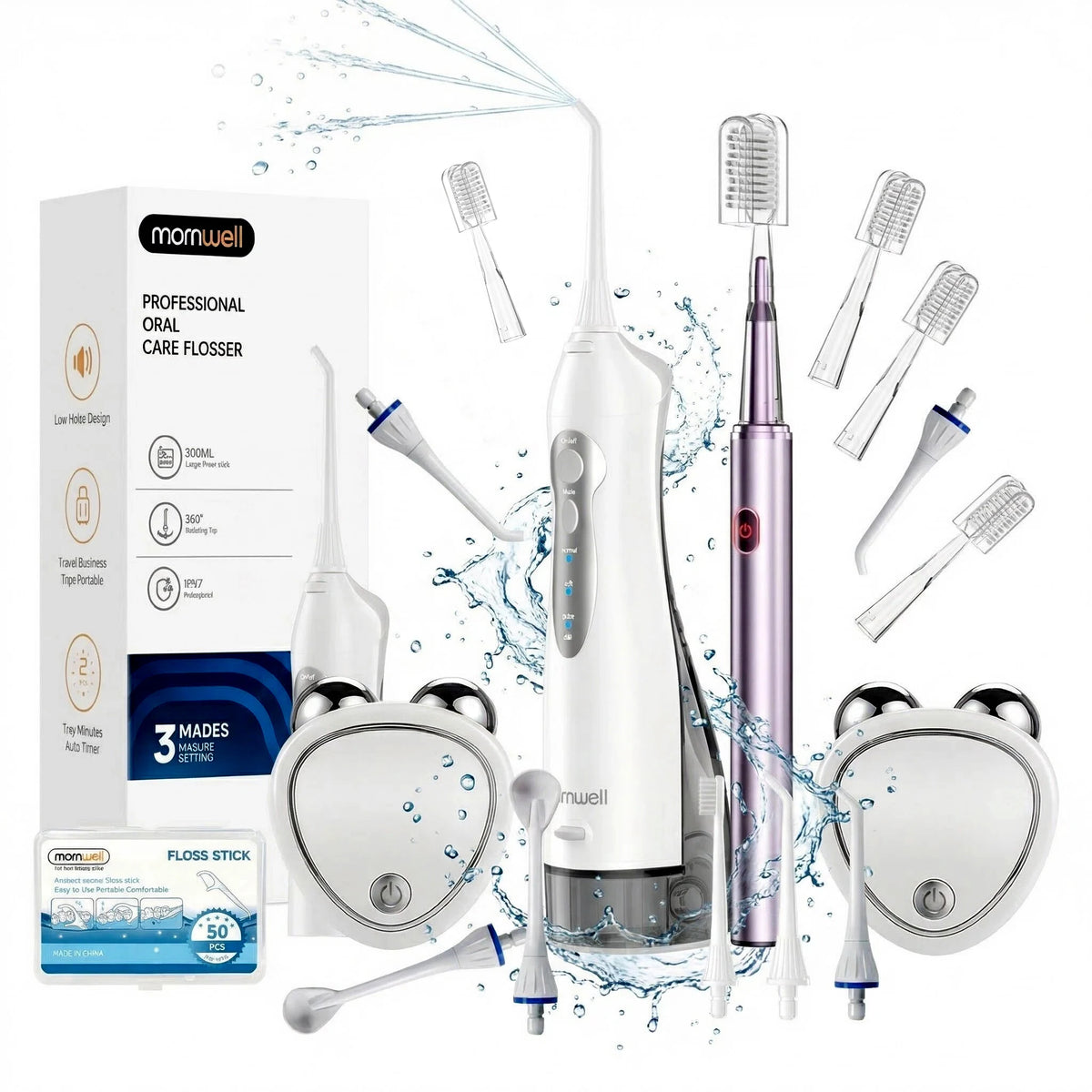 Professional Oral Care Kit and Portable Water Flosser for Daily Teeth Cleaning