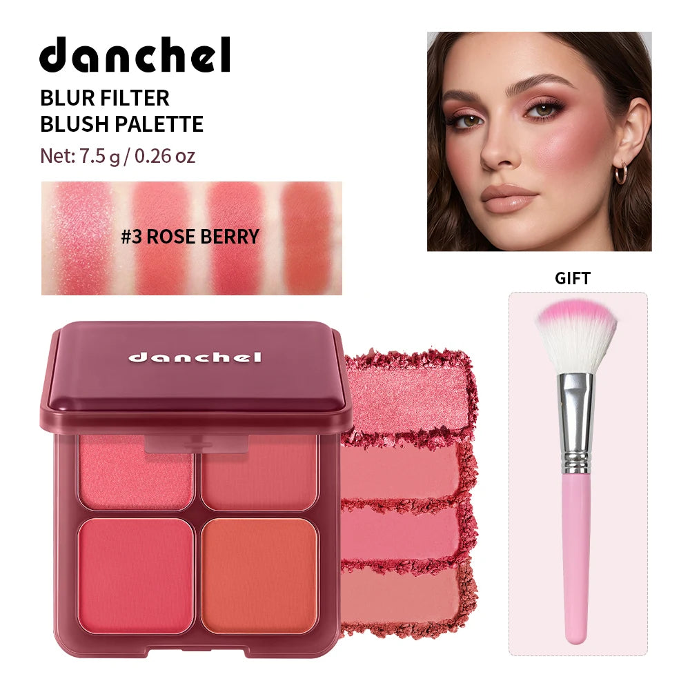 Blur Filter Blush Palette and Cheek Makeup Kit for a Natural Flushed Look