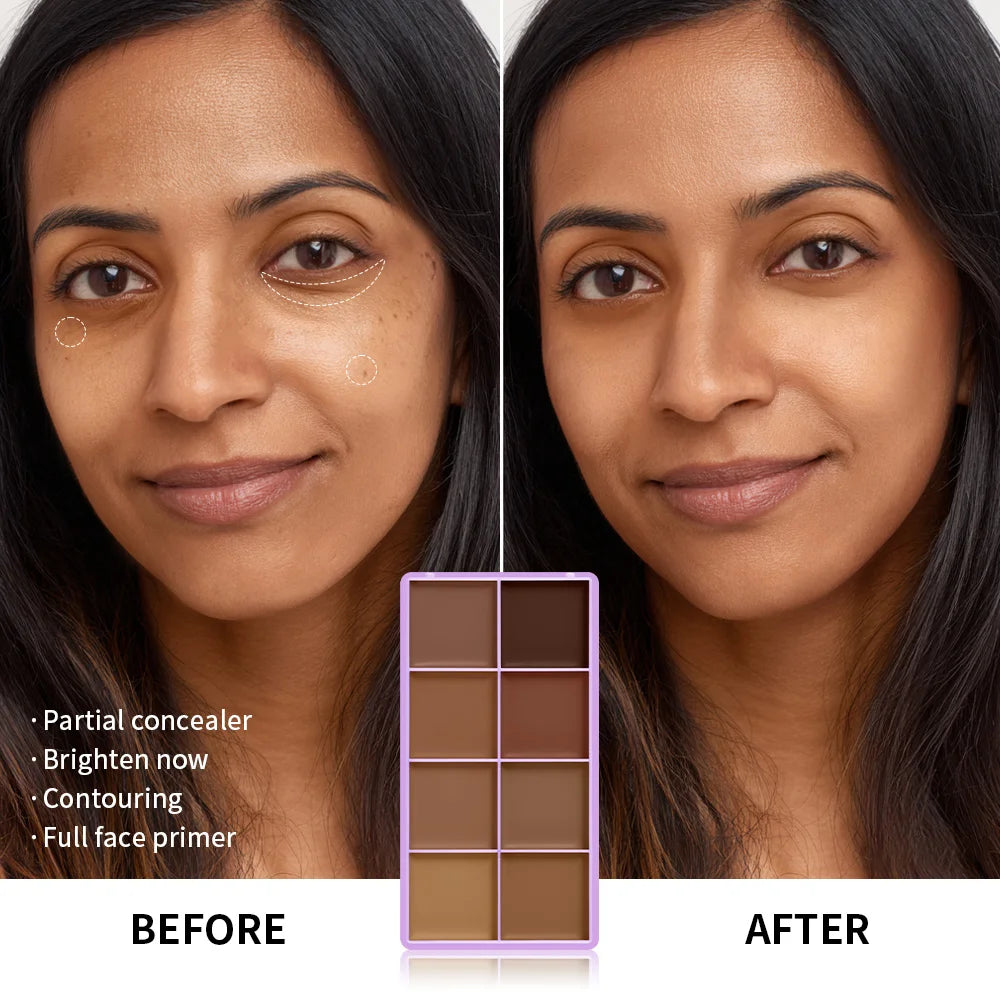 Cream Concealer Palette and Contour Kit for Flawless Makeup and Full Coverage - 4
