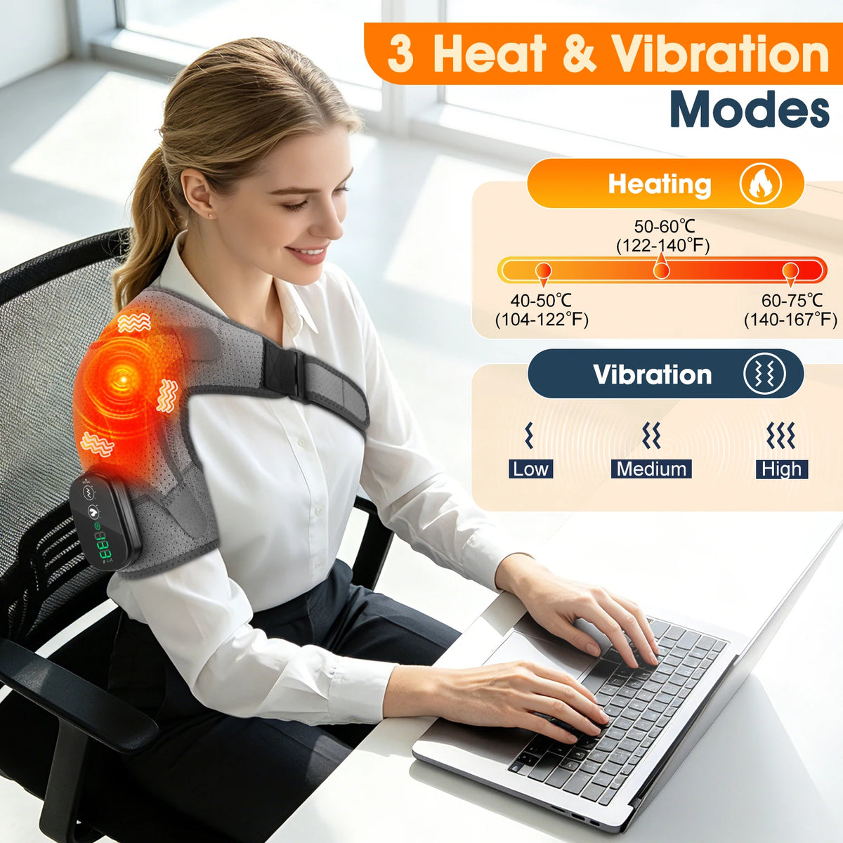 Neck and Shoulder Massager and Heating Wrap for Office Home and Travel Comfort