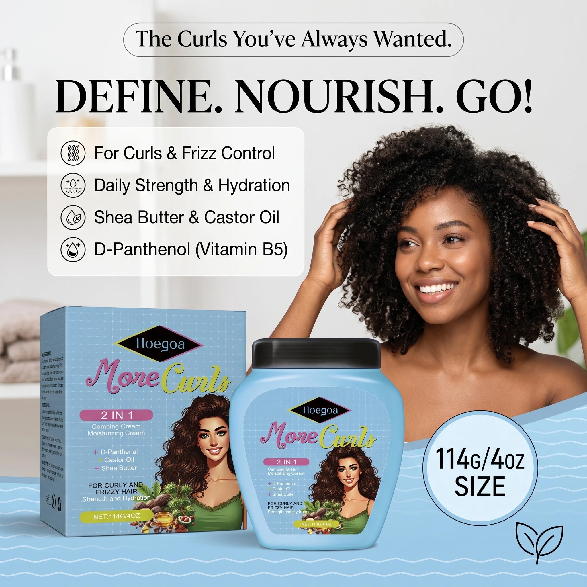 More Curls Hair Cream and Curl Defining Leave In for Hydrating Frizzy Hair - 11