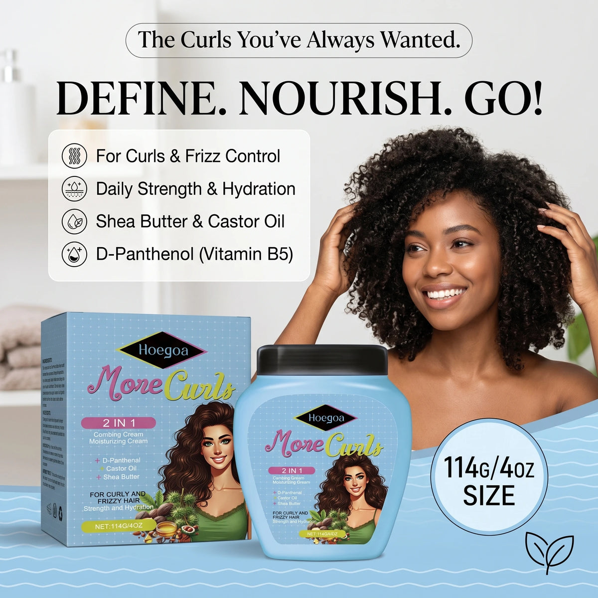 More Curls Hair Cream and Curl Defining Leave In for Hydrating Frizzy Hair