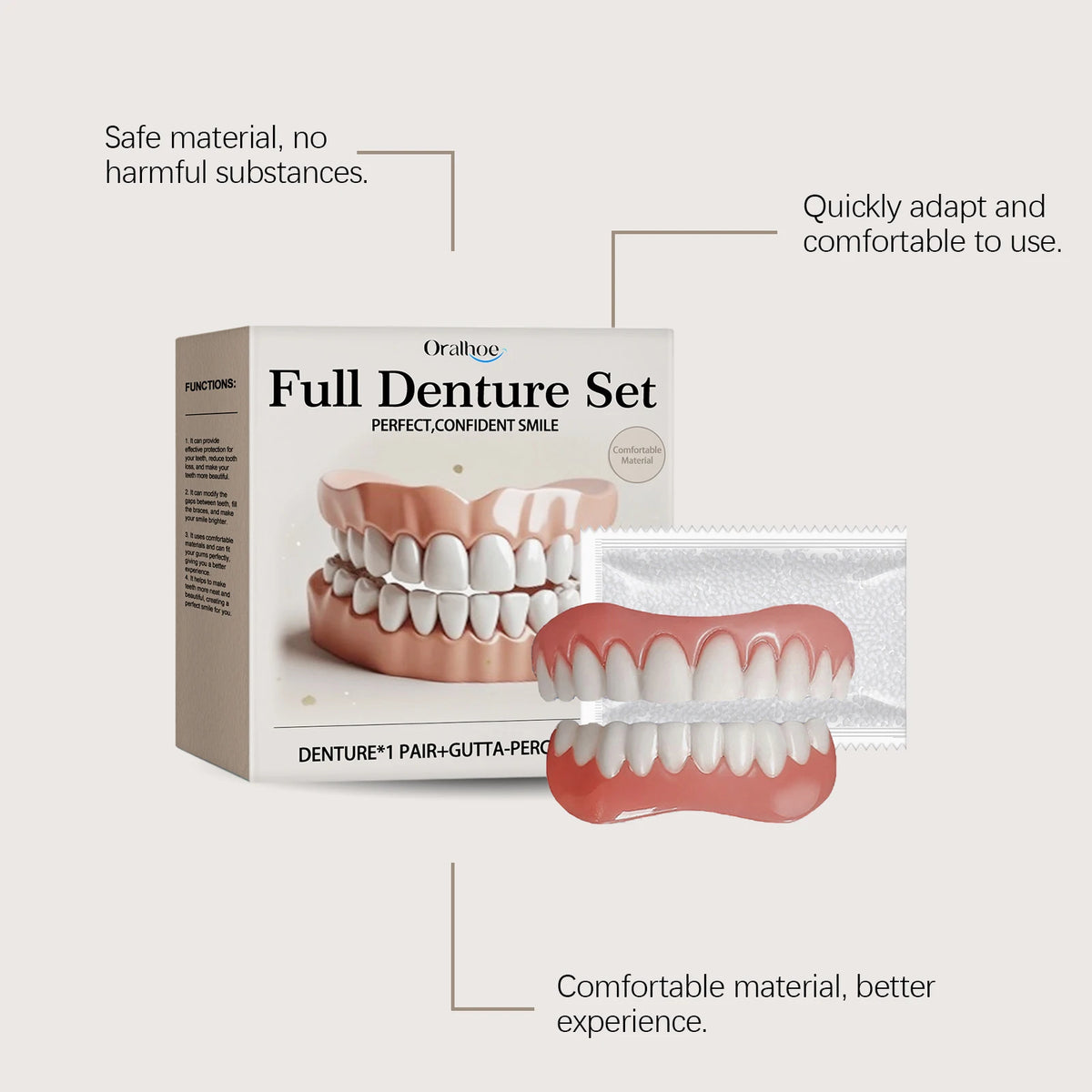 Silicone Denture Set and Temporary Teeth Repair Kit for a Brighter Smile