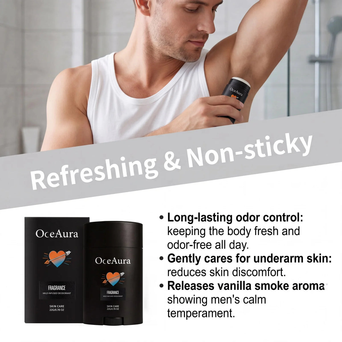 Men Solid Deodorant Stick and Underarm Odor Control for Daily Freshness
