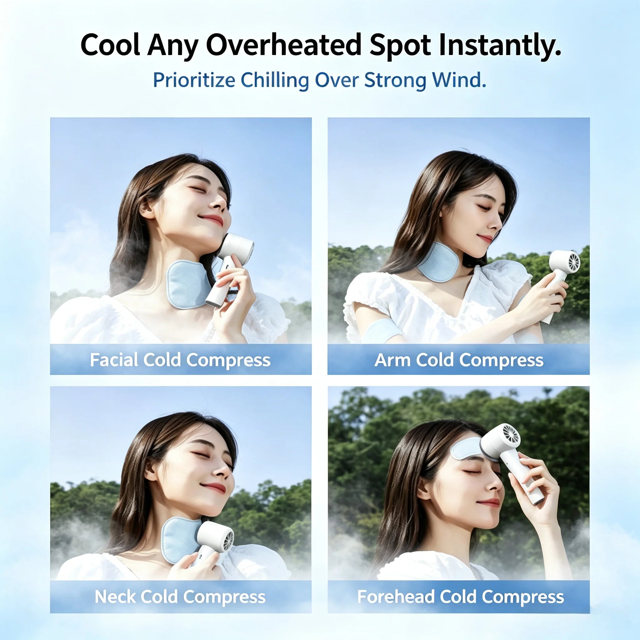 Rechargeable Turbo Mini Fan and Ice Cooling Handheld Device for Travel and Office - 5
