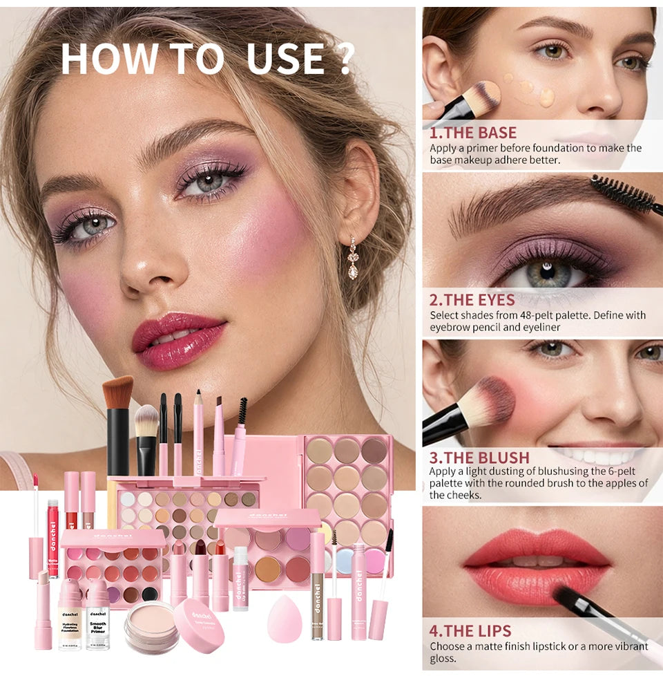All in One Makeup Kit and Complete Beauty Set for Beginners and Travel Enthusiasts - 17