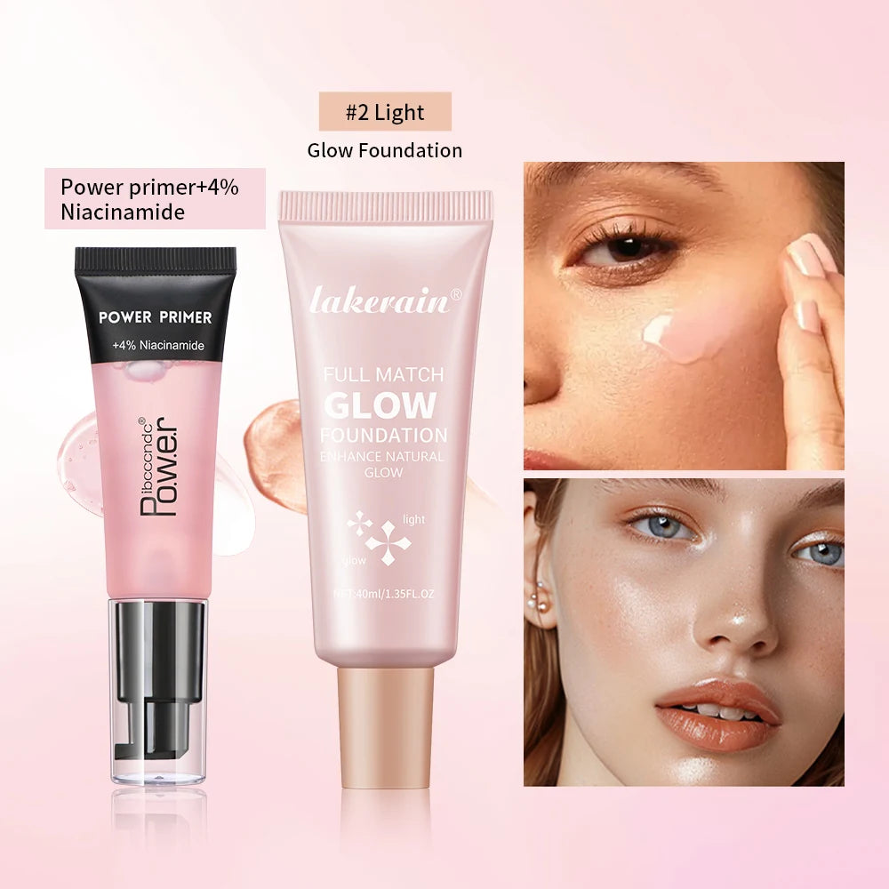 Power Primer and Glow Foundation for creating a smooth radiant makeup base