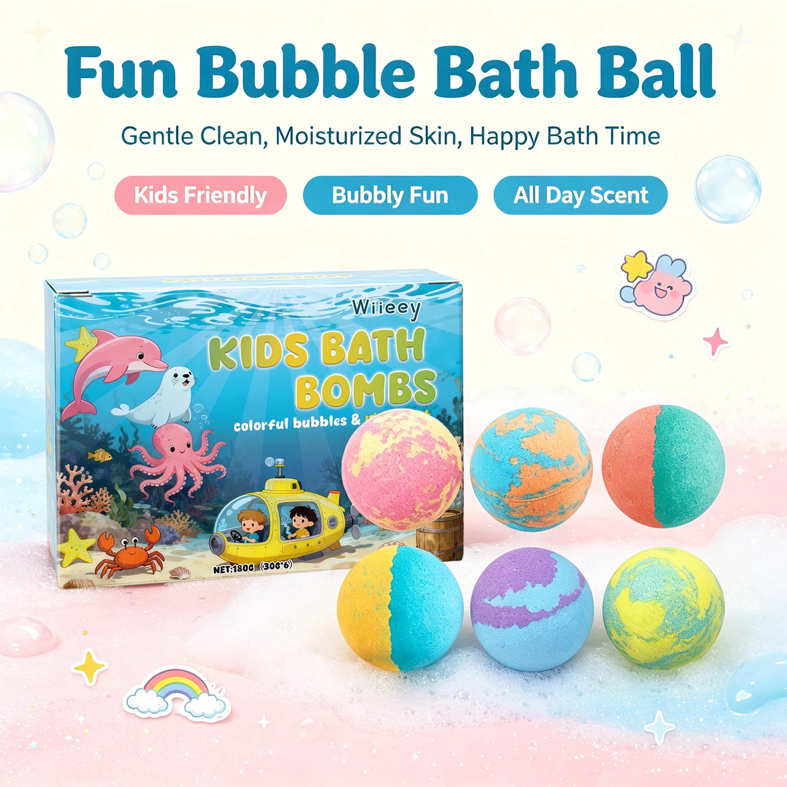 Kids Bath Bombs and Fizzy Bubble Balls for Joyful Bathing Time and Gift Sets - 6
