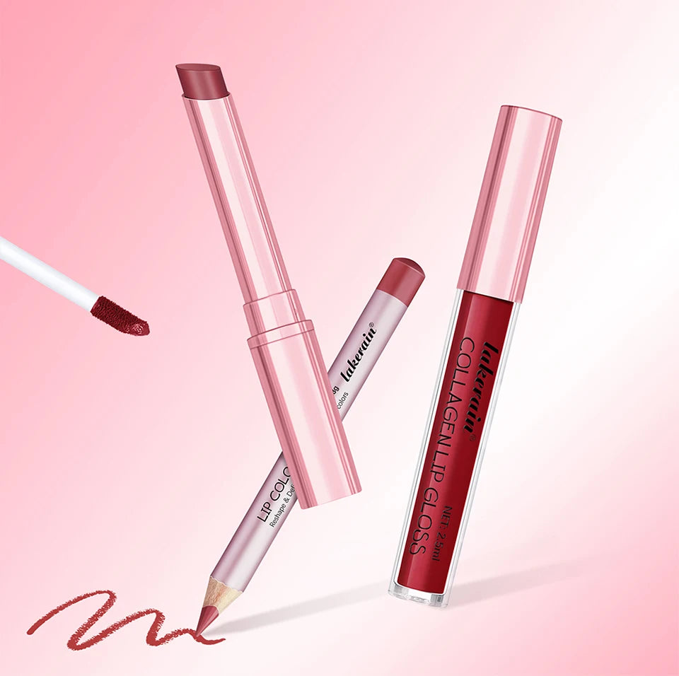 Lip Liner and Lipstick Makeup Set for Perfect Daily and Travel Lip Styling