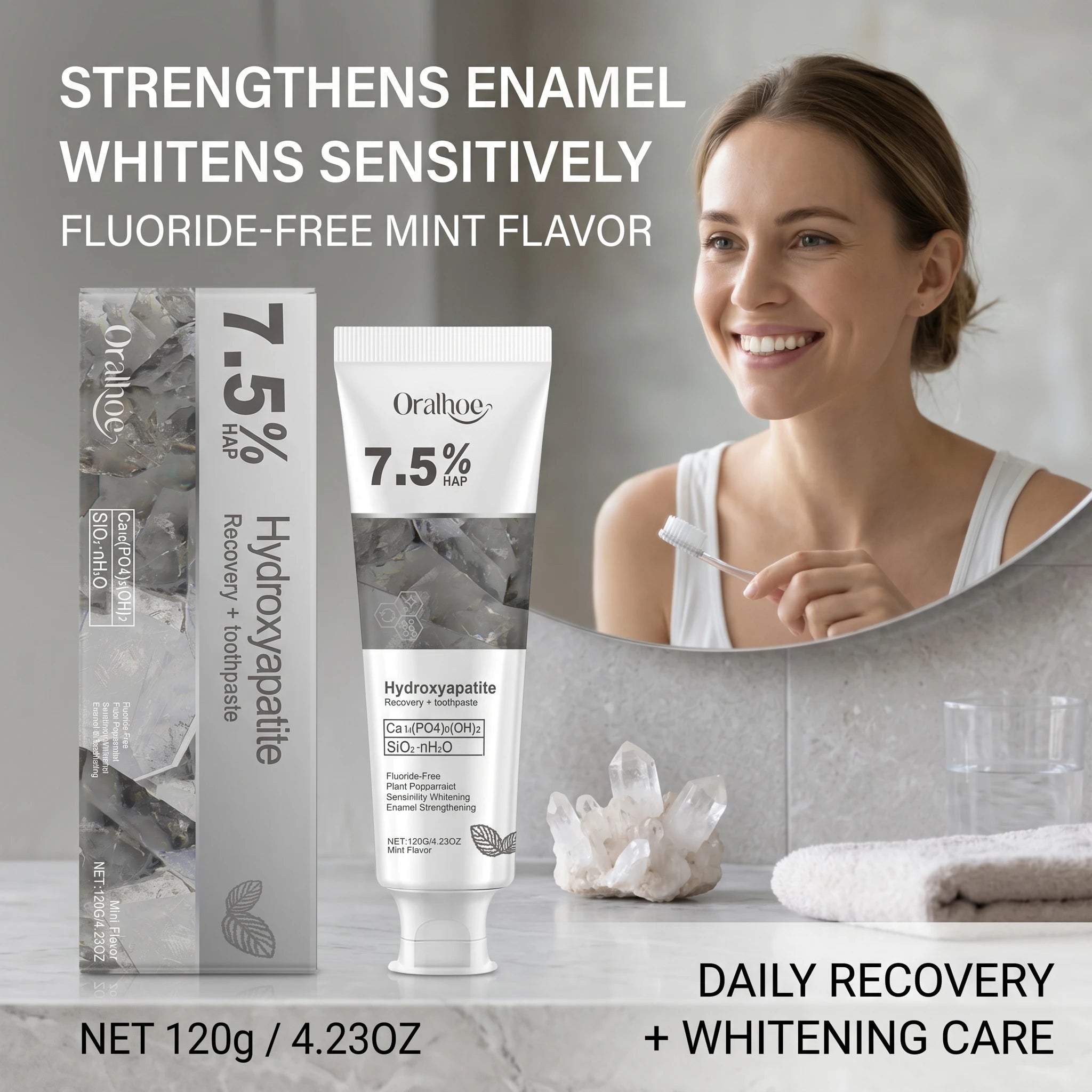 Hydroxyapatite Toothpaste and Enamel Repair Cream for Daily Whitening and Care - 10