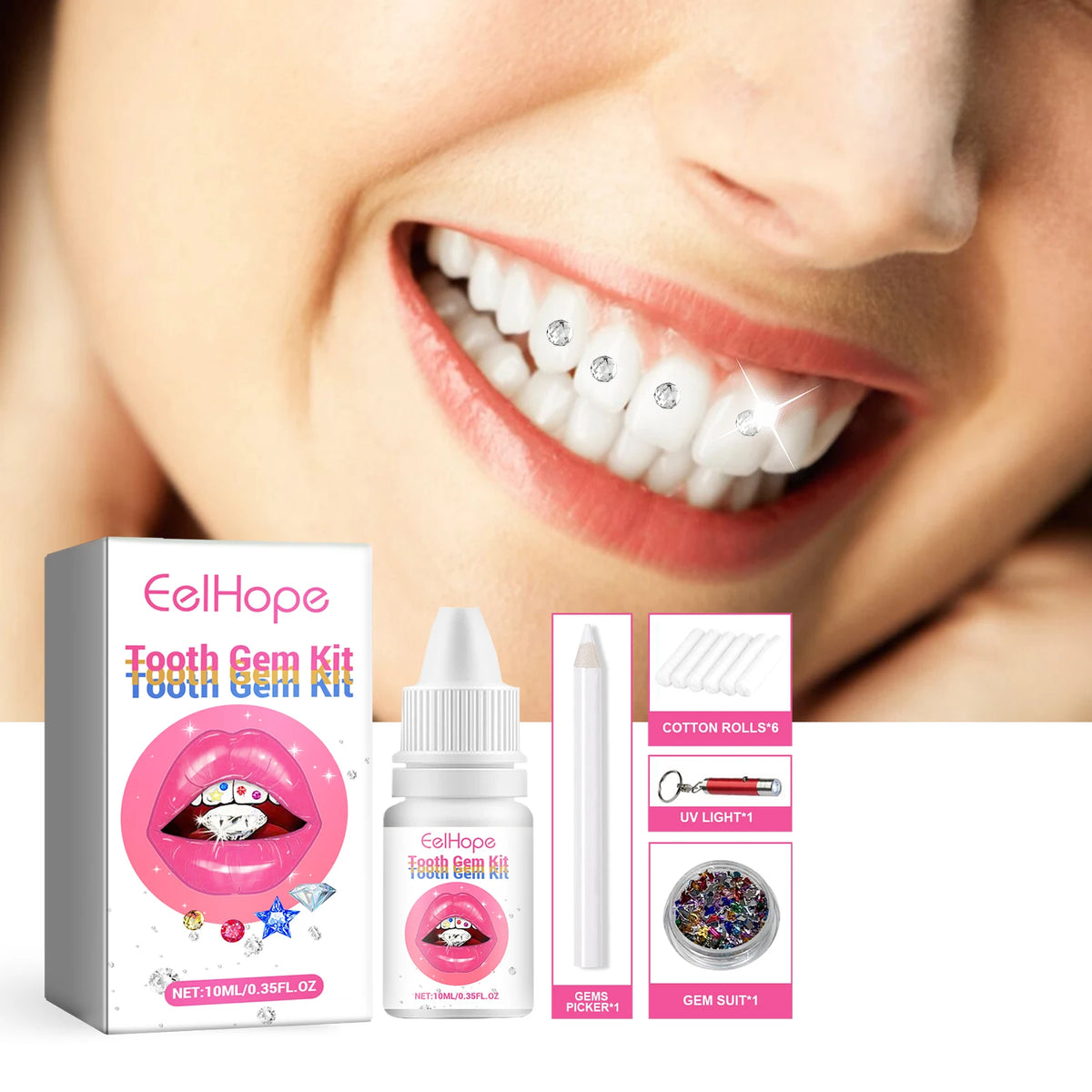 Tooth Gems Kit and Crystal Dental Jewelry for Stylish Teeth Decoration at Home