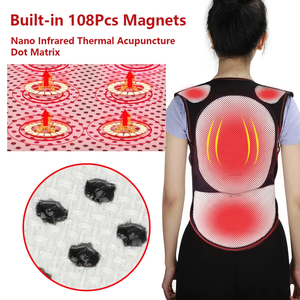 Self Heating Tourmaline Back Brace and Magnetic Posture Support for Relief - 2