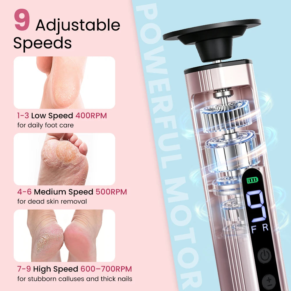 Electric Foot File and Callus Remover for Smooth Heels and Professional Pedicures