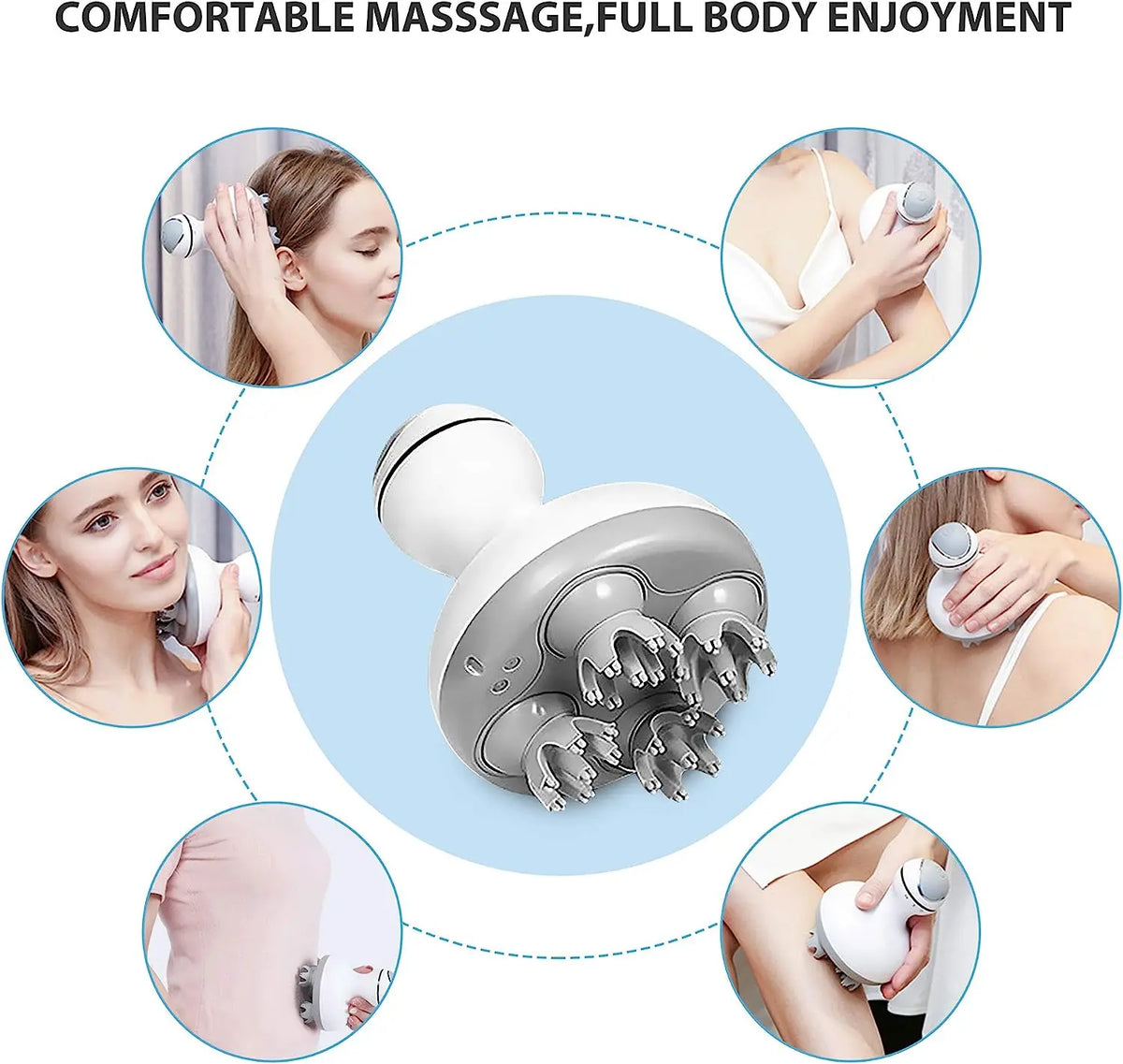 Electric Scalp Massager and Handheld Head Scratcher for Deep Stress Relief