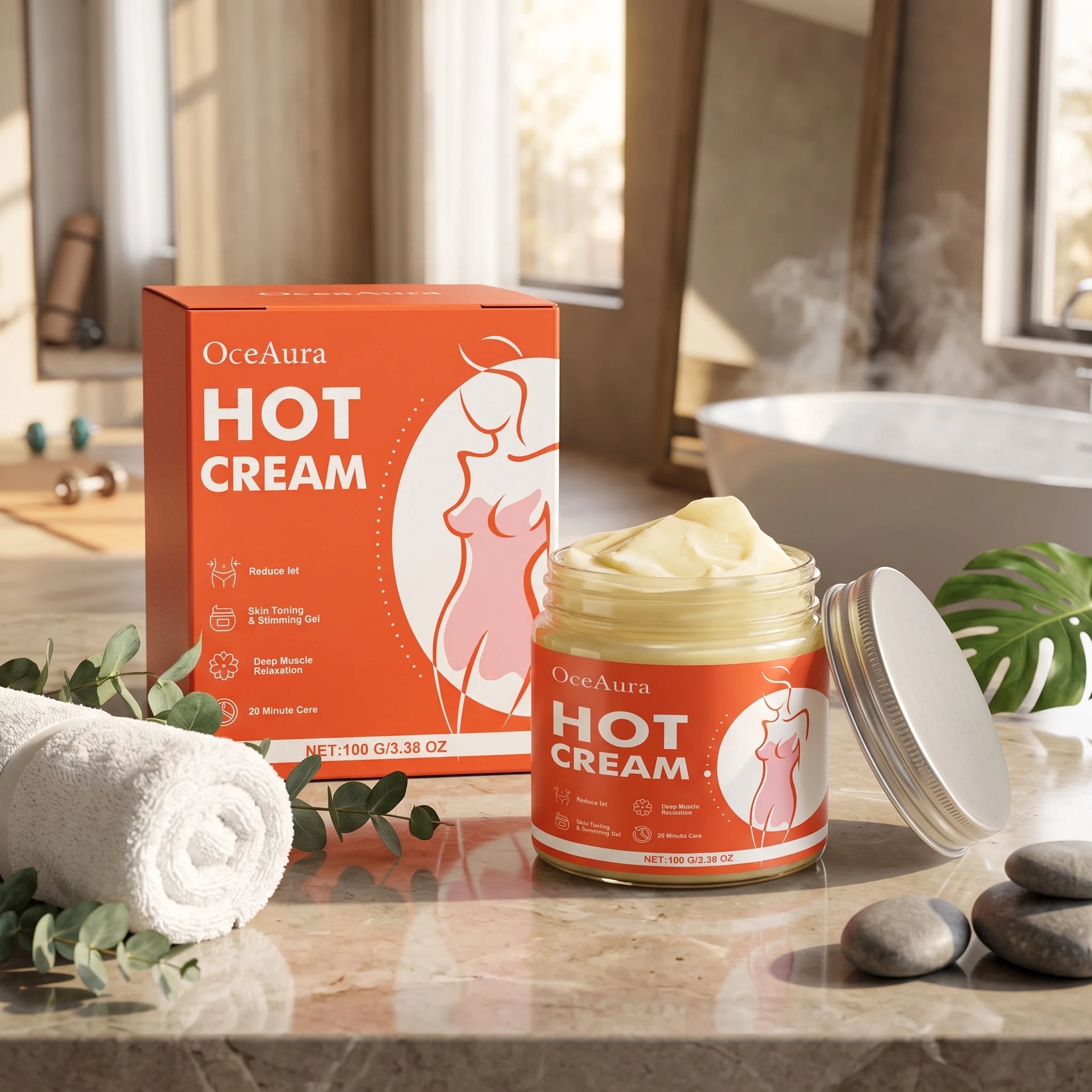 Hot Cream and Cellulite Massage Gel for Body Slimming and Skin Tightening - 3