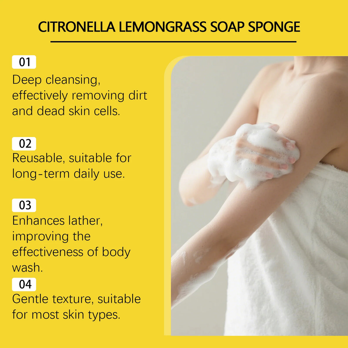 Exfoliating Bath Sponge and Body Scrubber for Daily Skin Cleansing and Refreshing