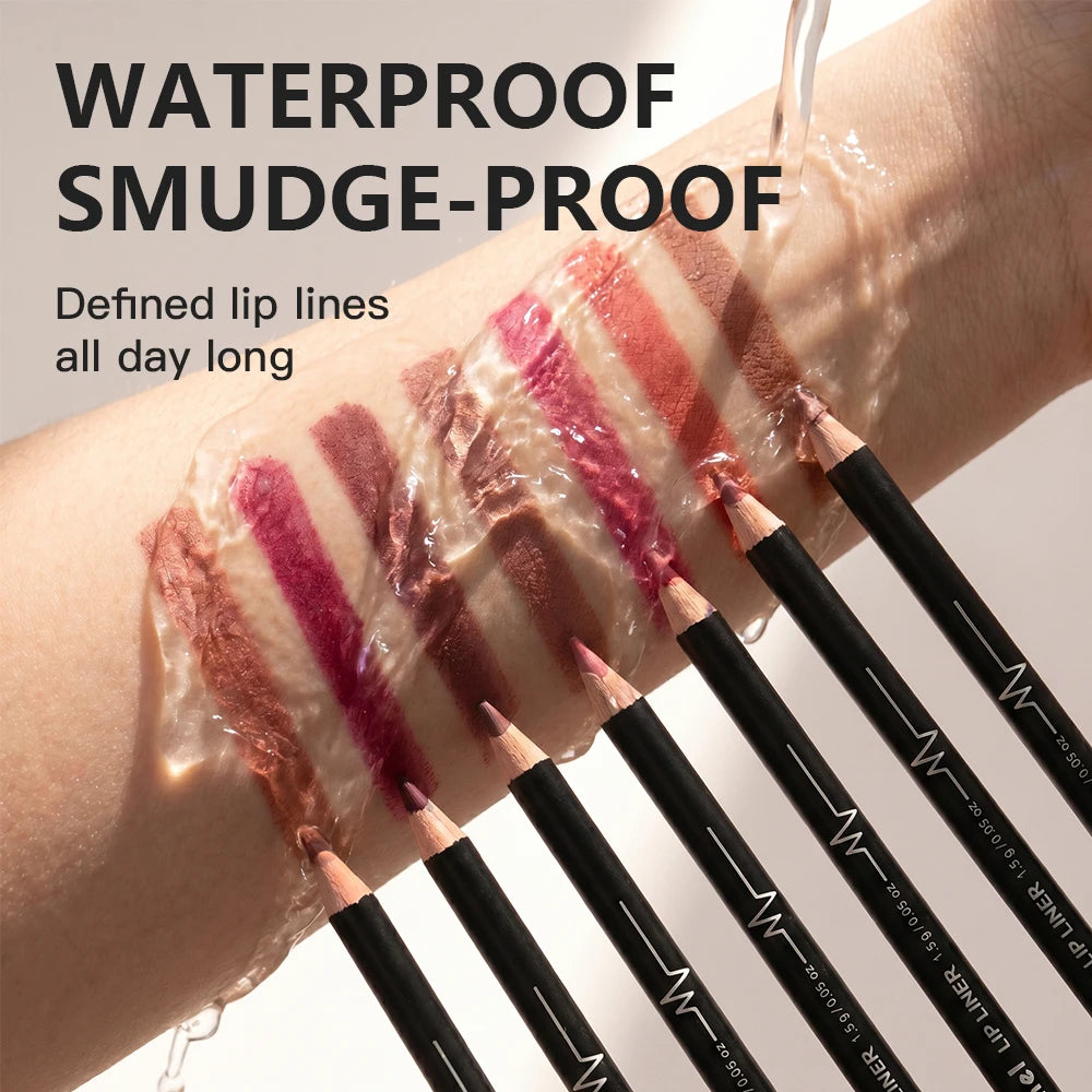 Lip Liner Pencil Set and Matte Contour Makeup for Precise Defined Long Lasting Lips