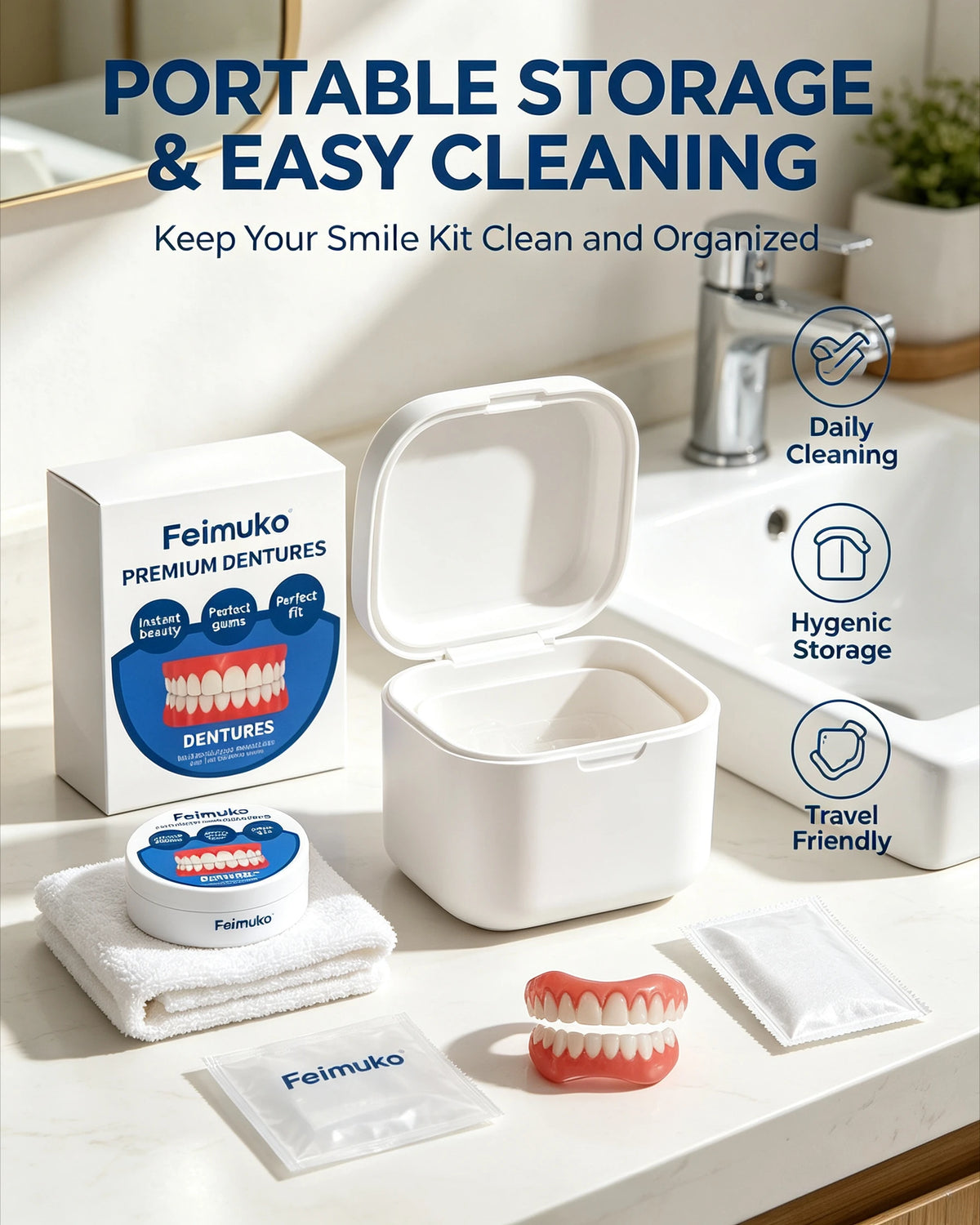 Silicone Snap On Dentures and Instant Fake Teeth for Natural Smile and Comfort