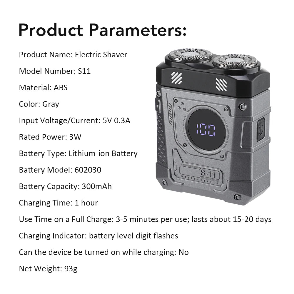 Electric Shaver and Portable Grooming Razor for Daily Travel and Home Use