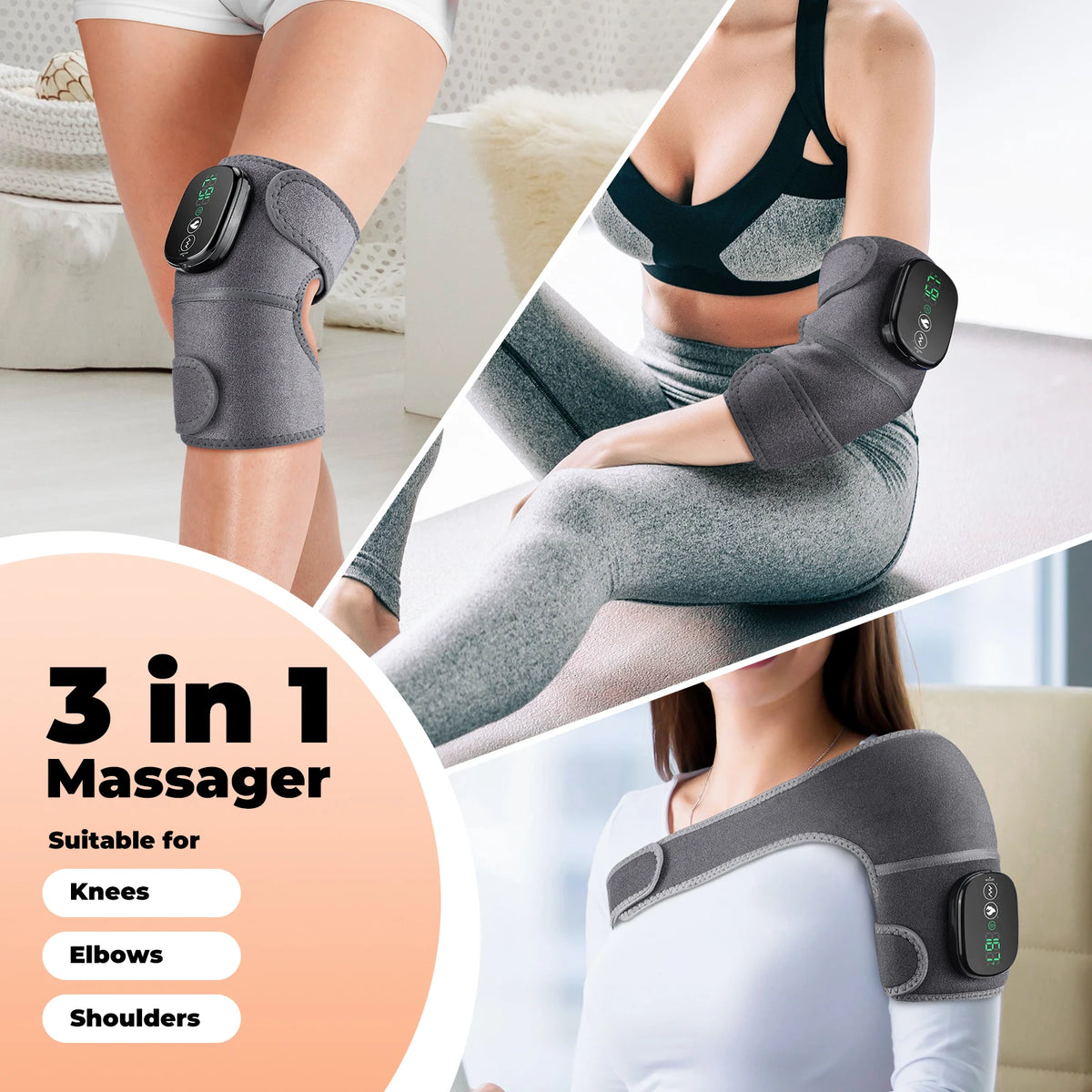 Heated Knee Massager and Vibration Heating Pad for Joint Pain Relief and Recovery