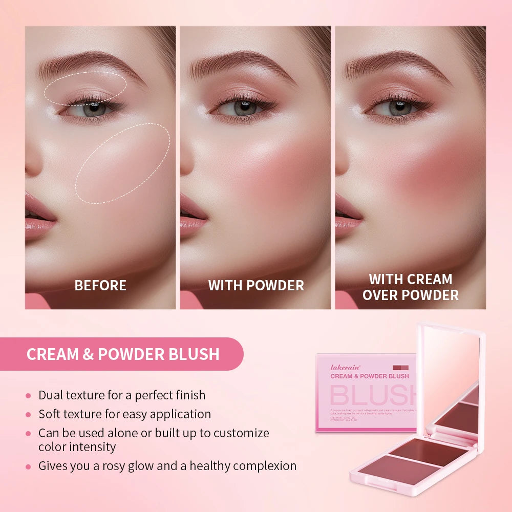 Cream and Powder Blush duo for a flawless long lasting natural makeup glow