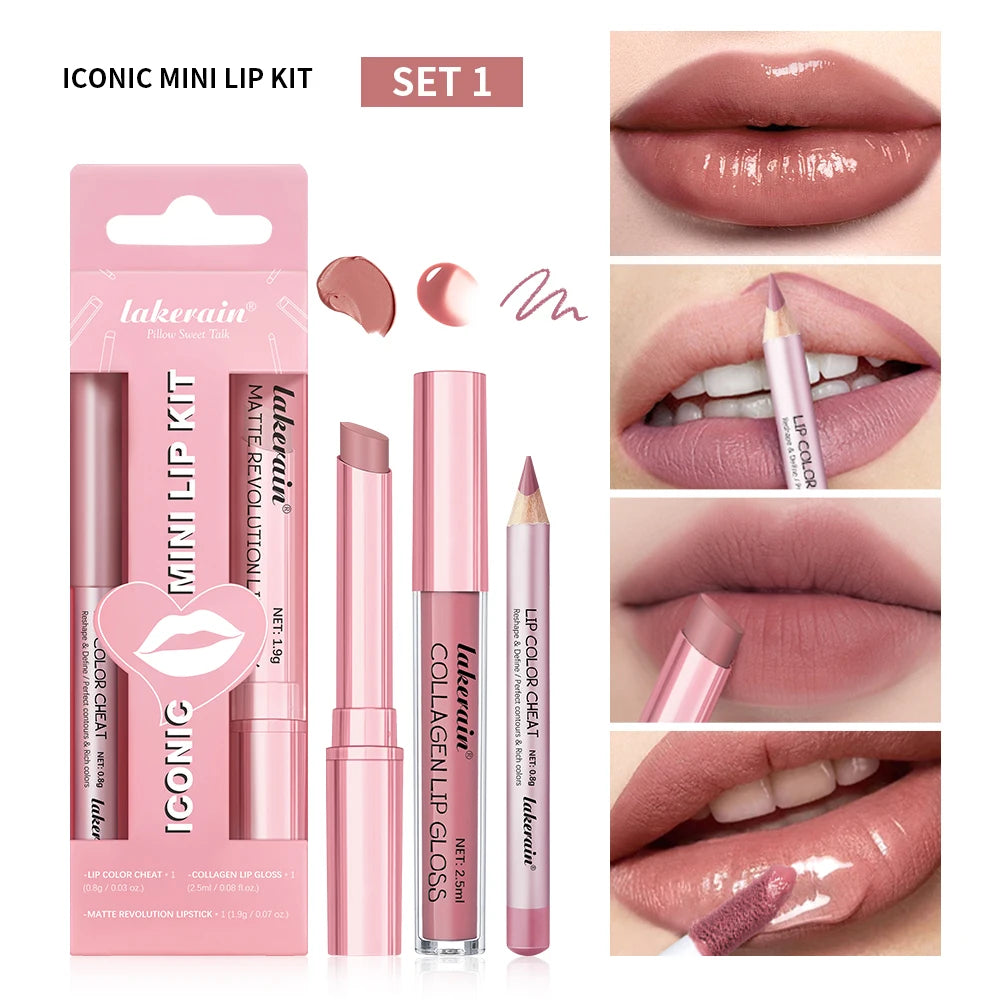 Lip Liner and Lipstick Makeup Set for Perfect Daily and Travel Lip Styling