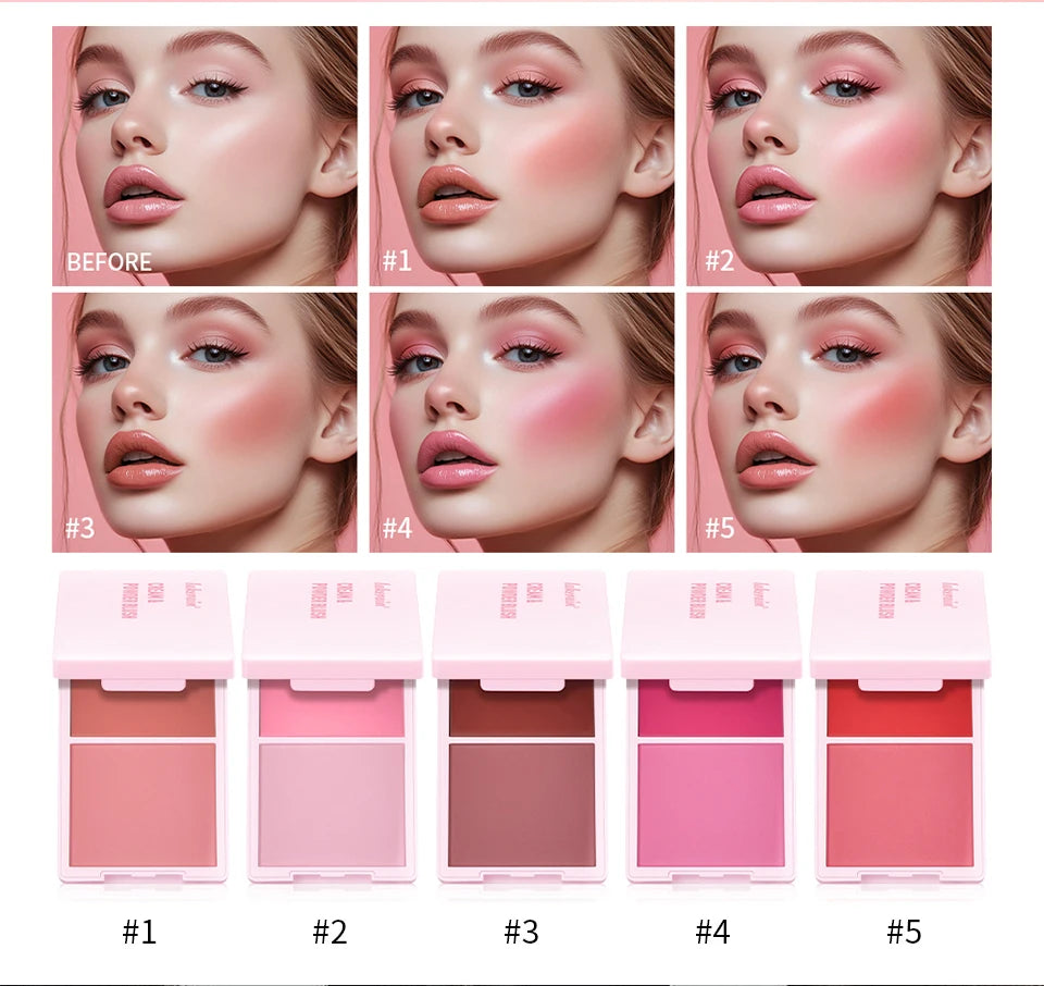 Cream and Powder Blush duo for a flawless long lasting natural makeup glow