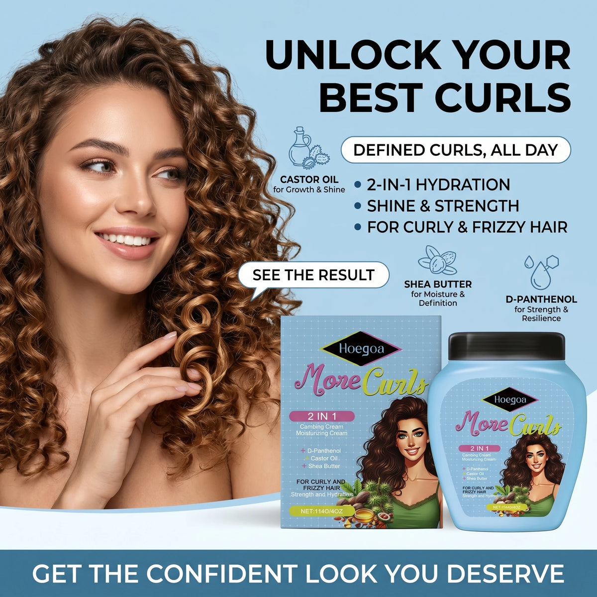 More Curls Hair Cream and Curl Defining Leave In for Hydrating Frizzy Hair