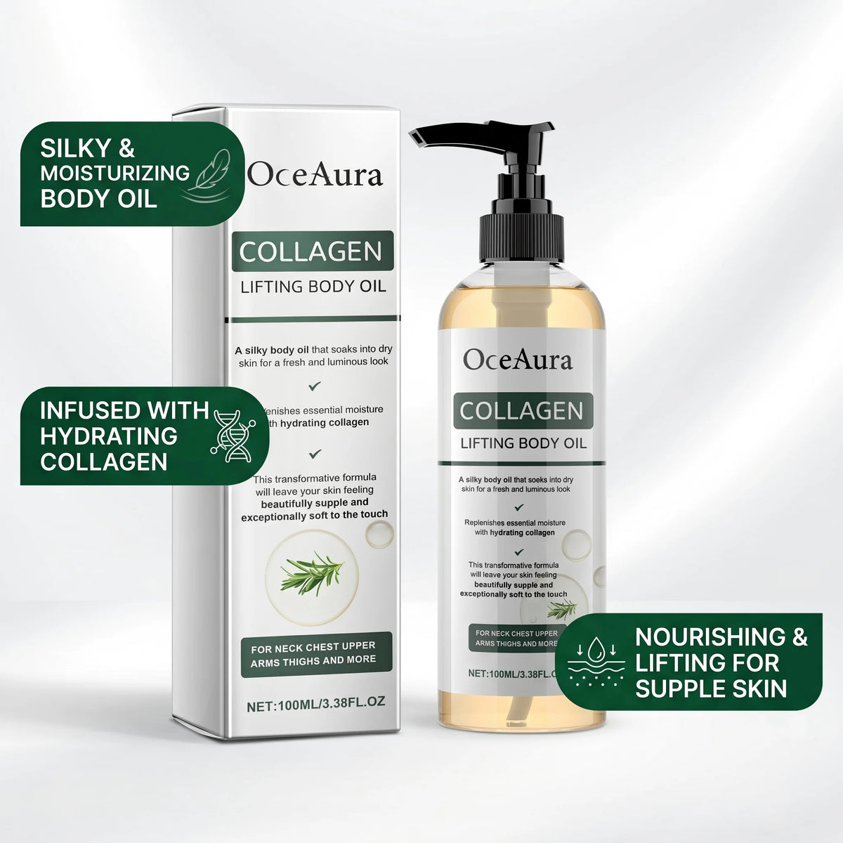 Collagen Body Firming Massage Oil and Tightening Skin Serum for Daily Body Care