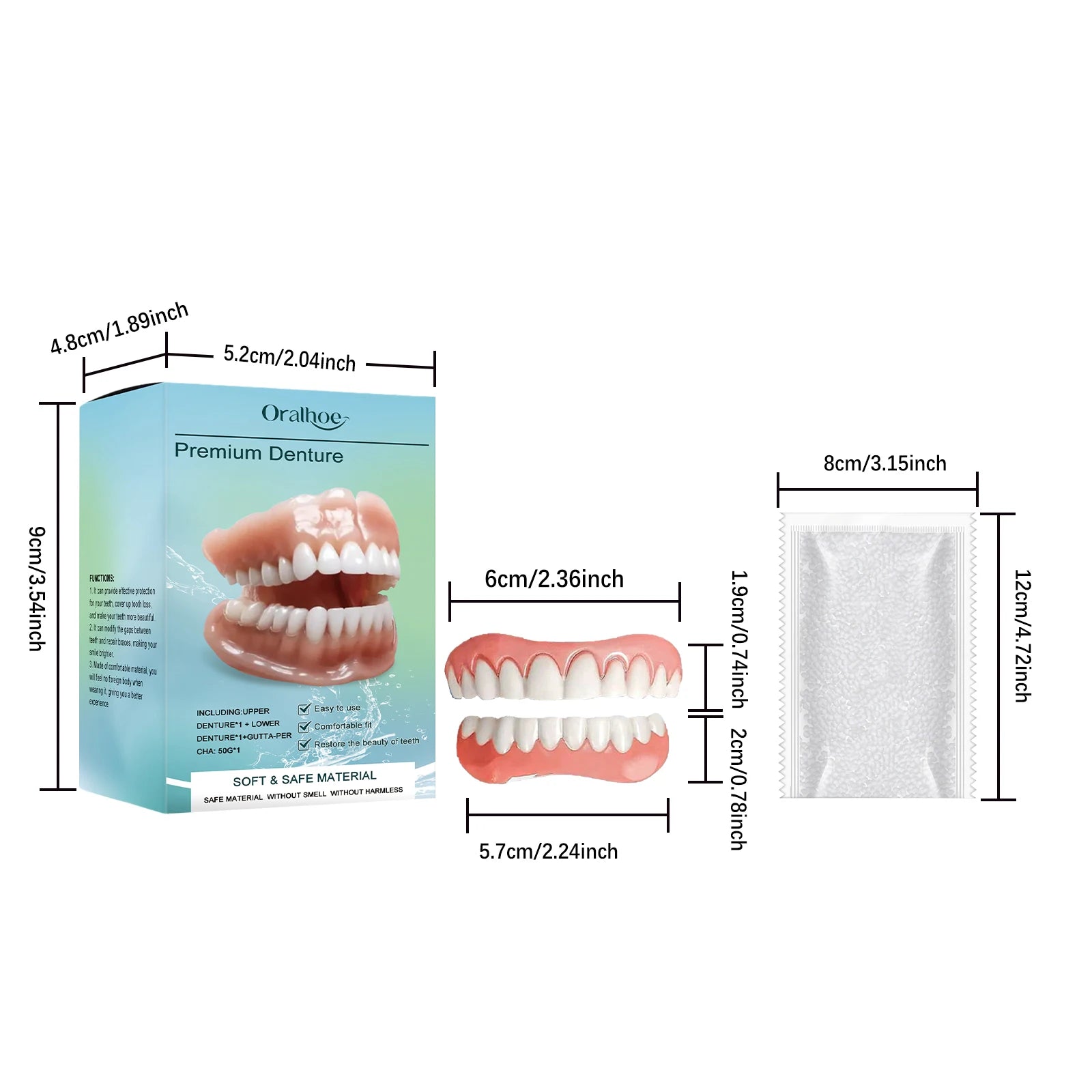 Silicone Denture Set and Temporary False Teeth for Improving Your Smile and Confidence - 6