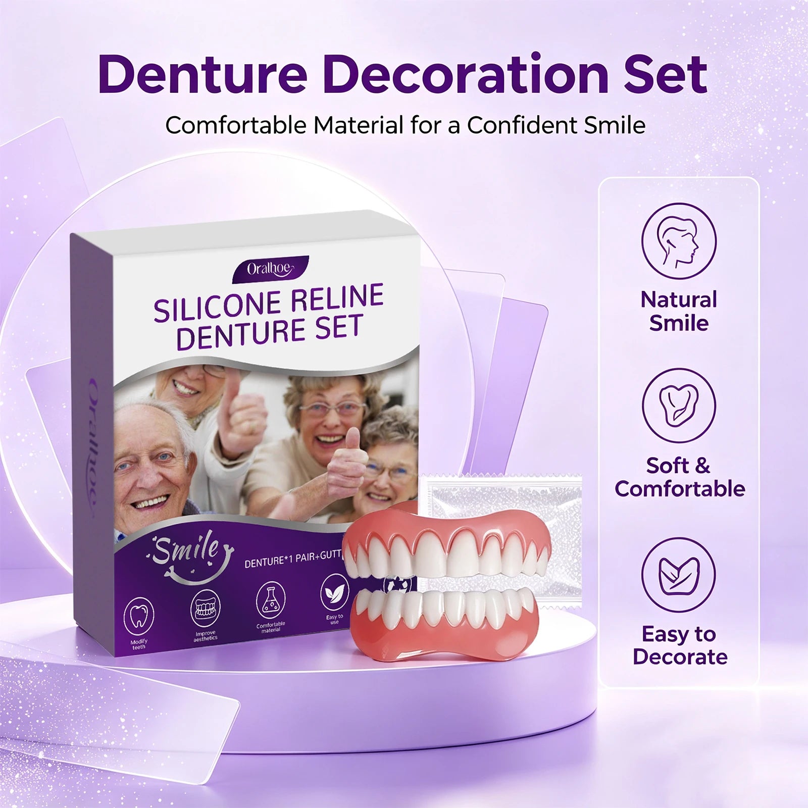 Cosmetic Denture Kit and Fake Teeth Set for a Natural Smile and Confident Look - 6