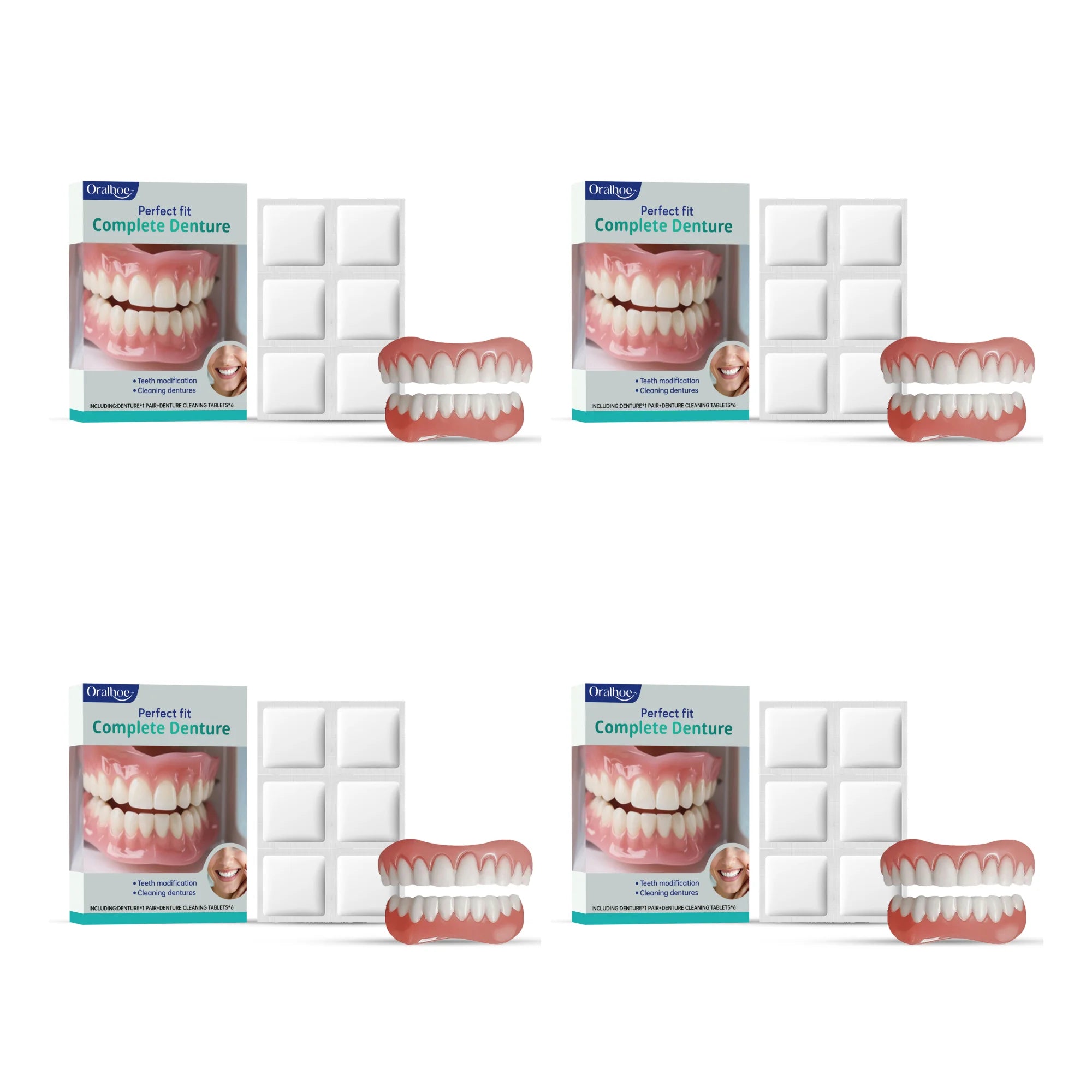 Cosmetic Denture Kit and Fake Teeth Set for Covering Missing or Stained Teeth - 16