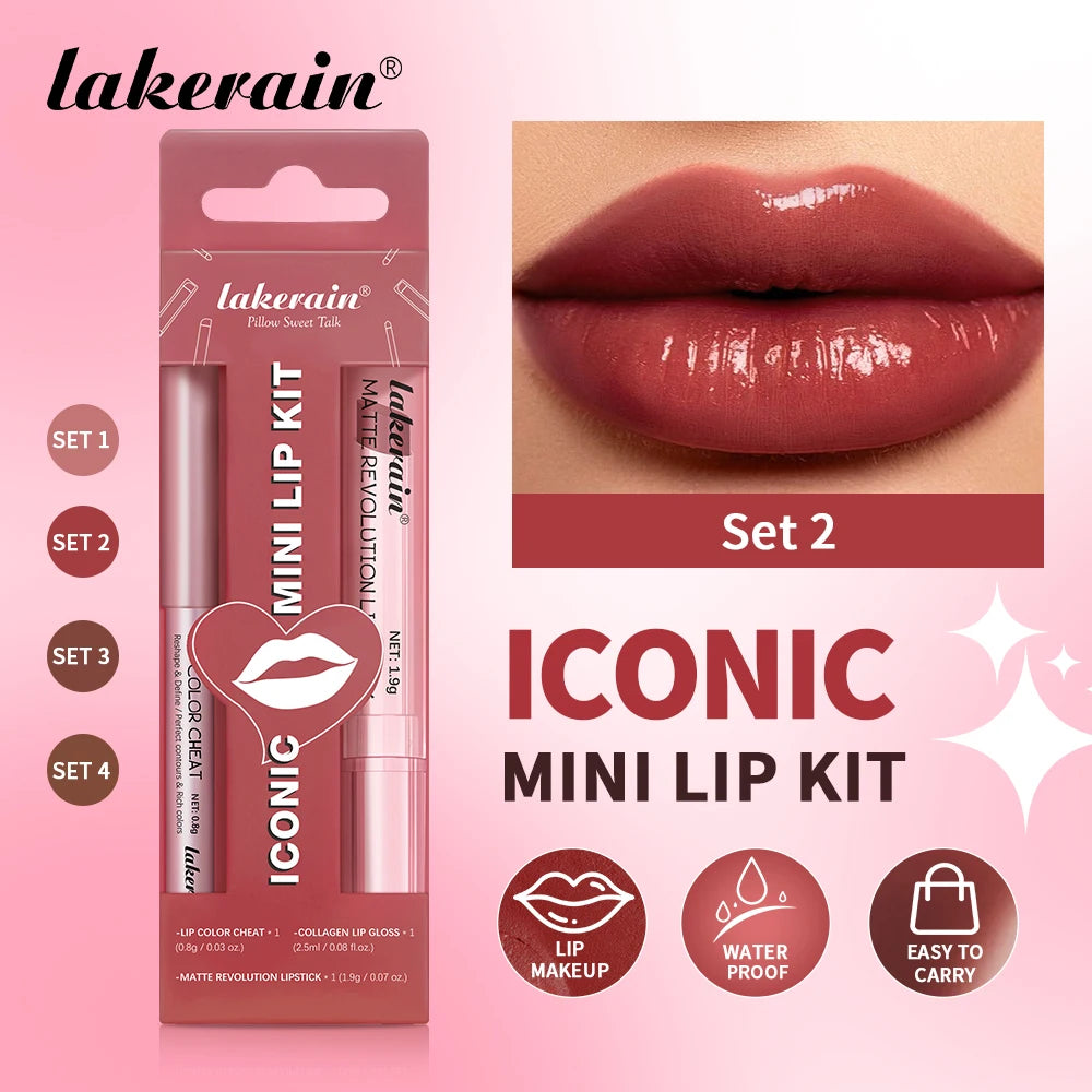Lip Liner and Lipstick Makeup Set for Perfect Daily and Travel Lip Styling