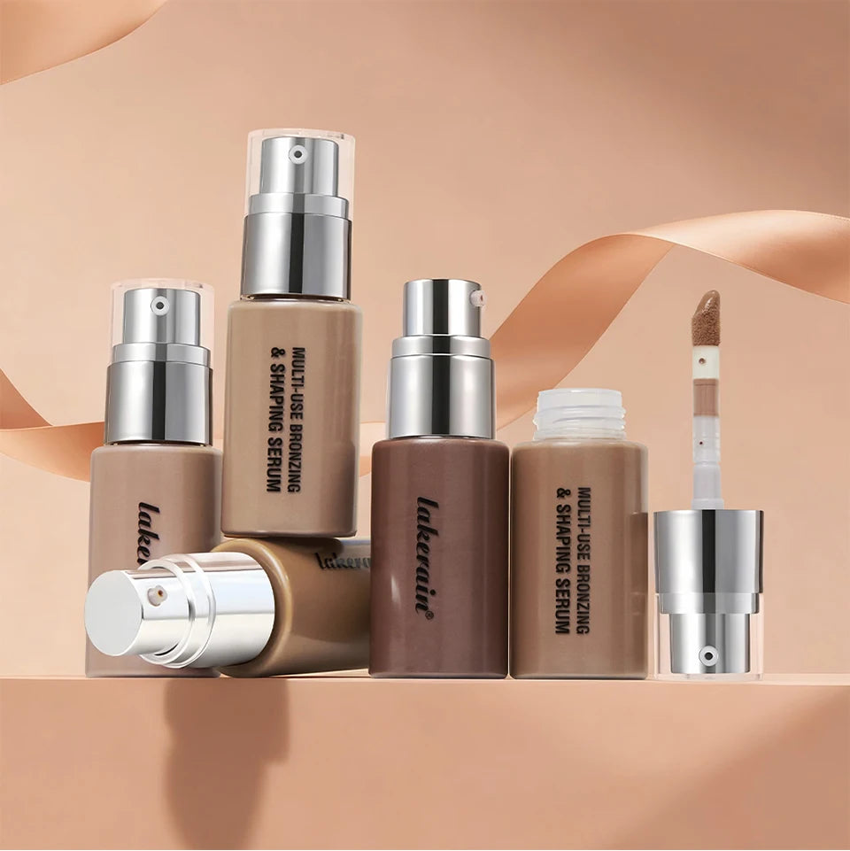 Multi Use Bronzing Serum and Liquid Face Foundation for Daily Makeup and Contouring