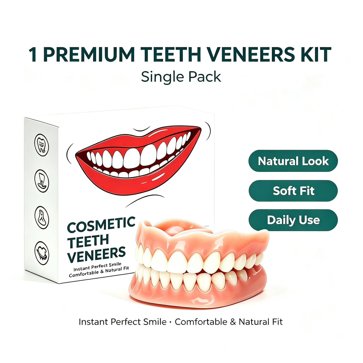 Silicone Full Dentures and Cosmetic False Teeth for Daily Oral Care Comfort