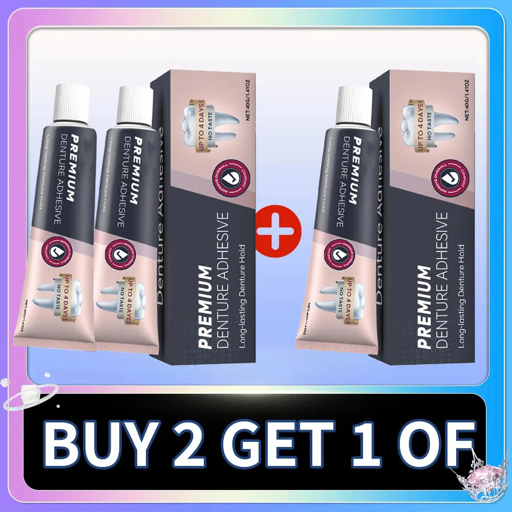 Denture Adhesive and Dental Care Gel for Secure All Day Denture Stability