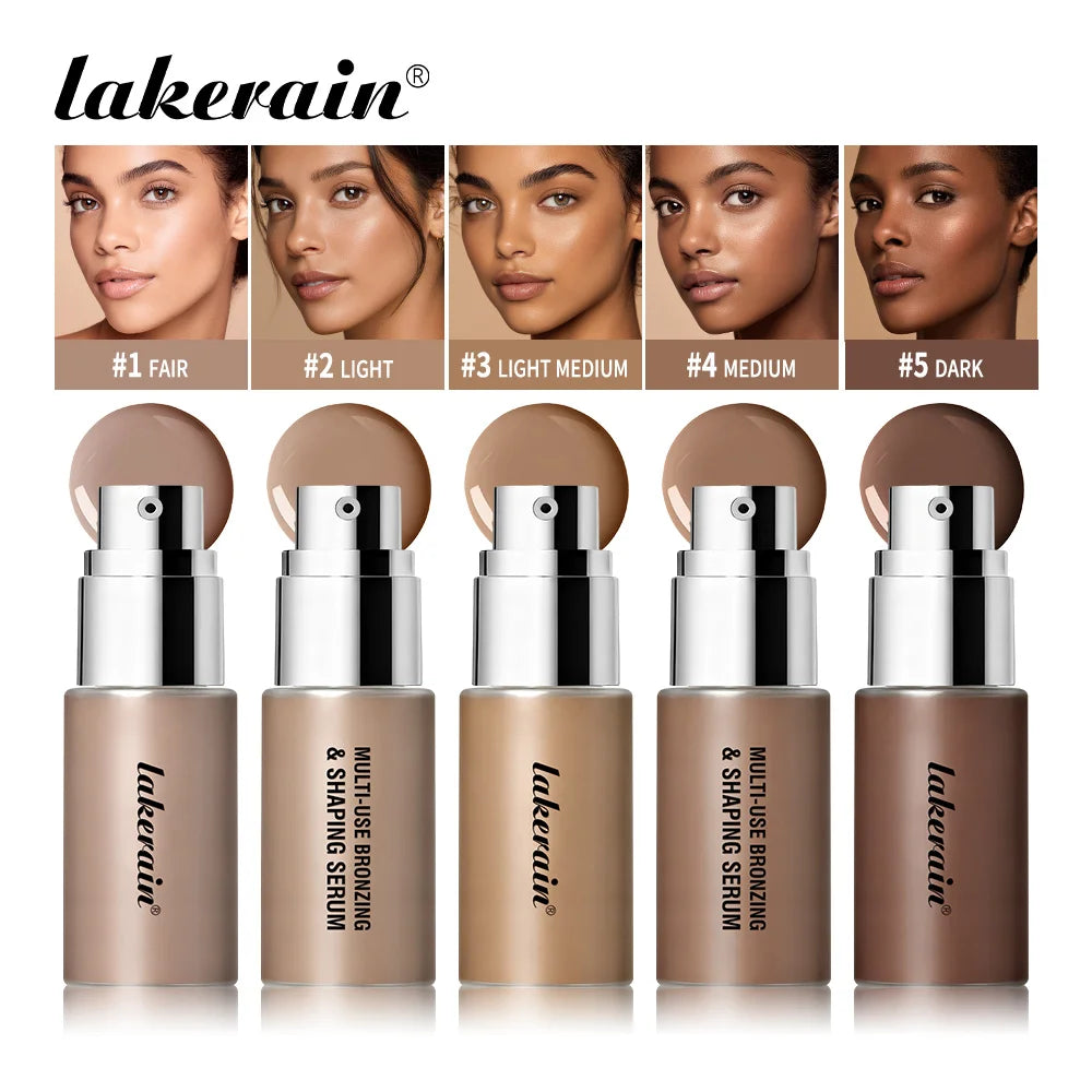 Multi Use Bronzing Serum and Liquid Face Foundation for Daily Makeup and Contouring