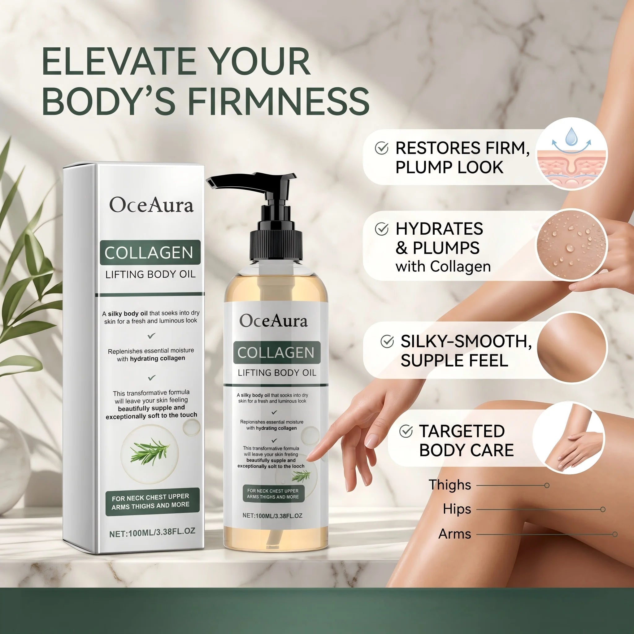 Collagen Body Firming Massage Oil and Tightening Skin Serum for Daily Body Care - 1