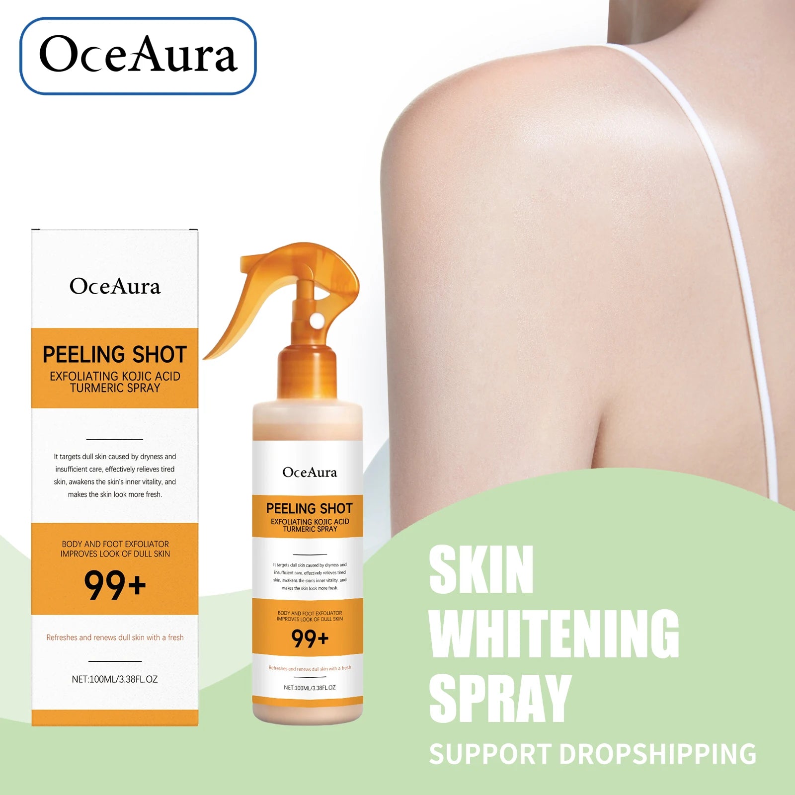 Exfoliating Spray and Skin Brightening Serum for Body and Foot Care Routine - 2