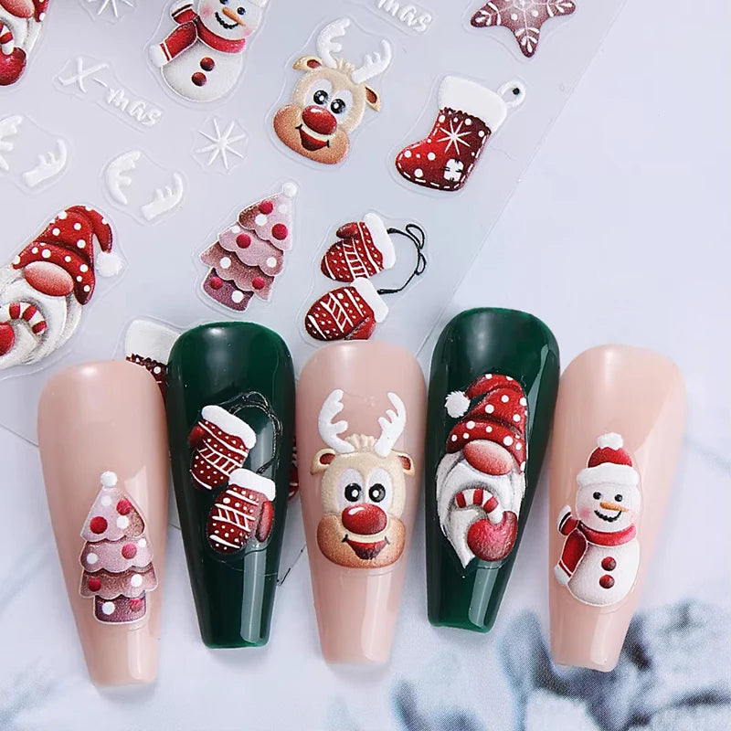Santa Claus Nail Stickers and Christmas Decals for Winter Holiday Manicure Designs - 6