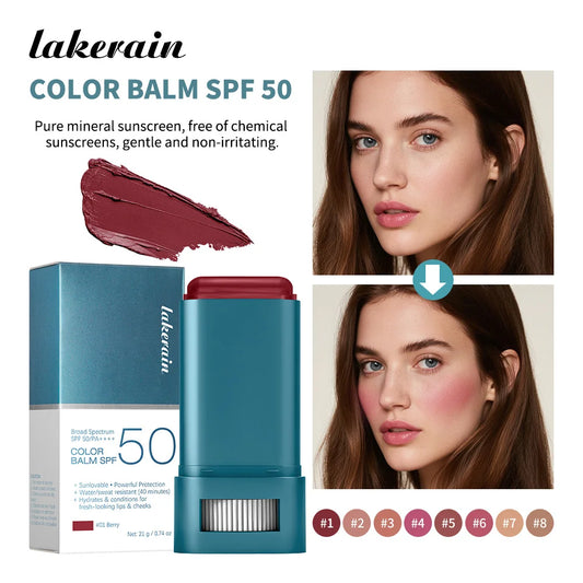 Color Balm SPF 50 and Tinted Sunscreen Stick for Daily Radiant Face Makeup