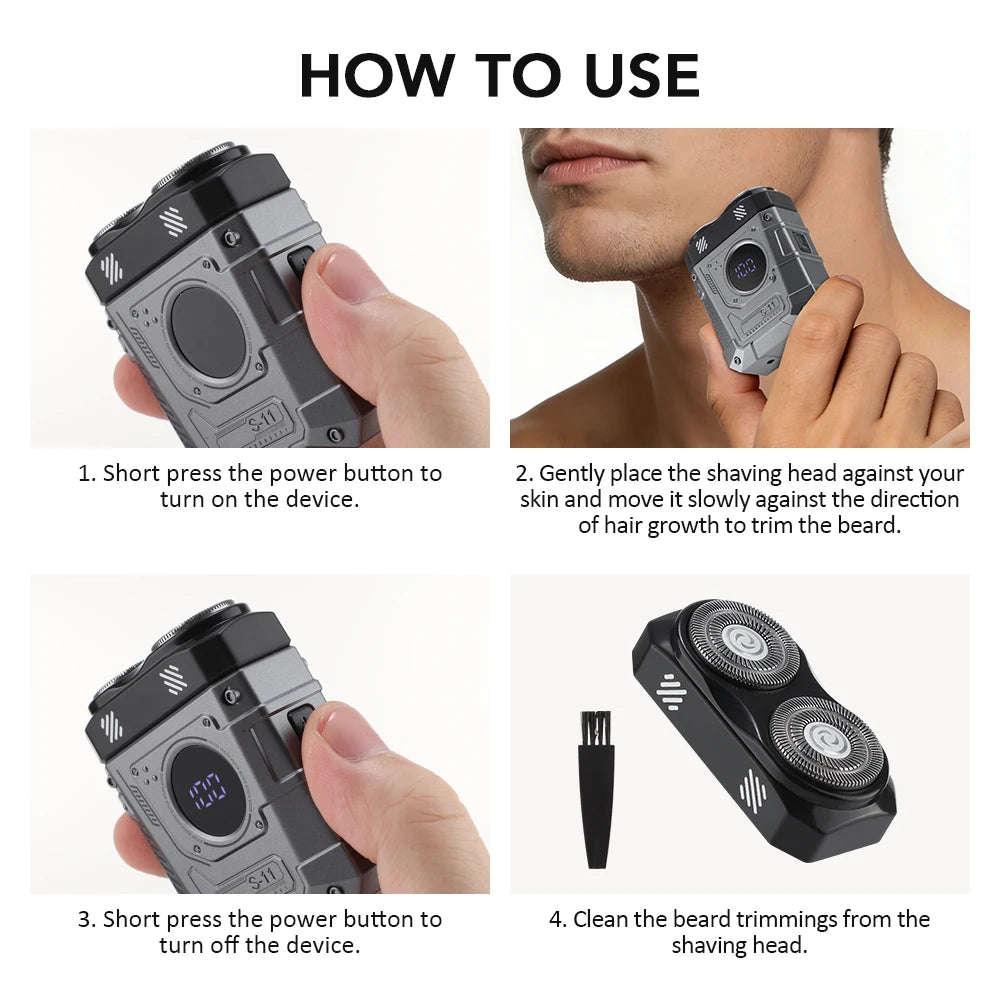 Electric Shaver and Portable Grooming Razor for Daily Travel and Home Use