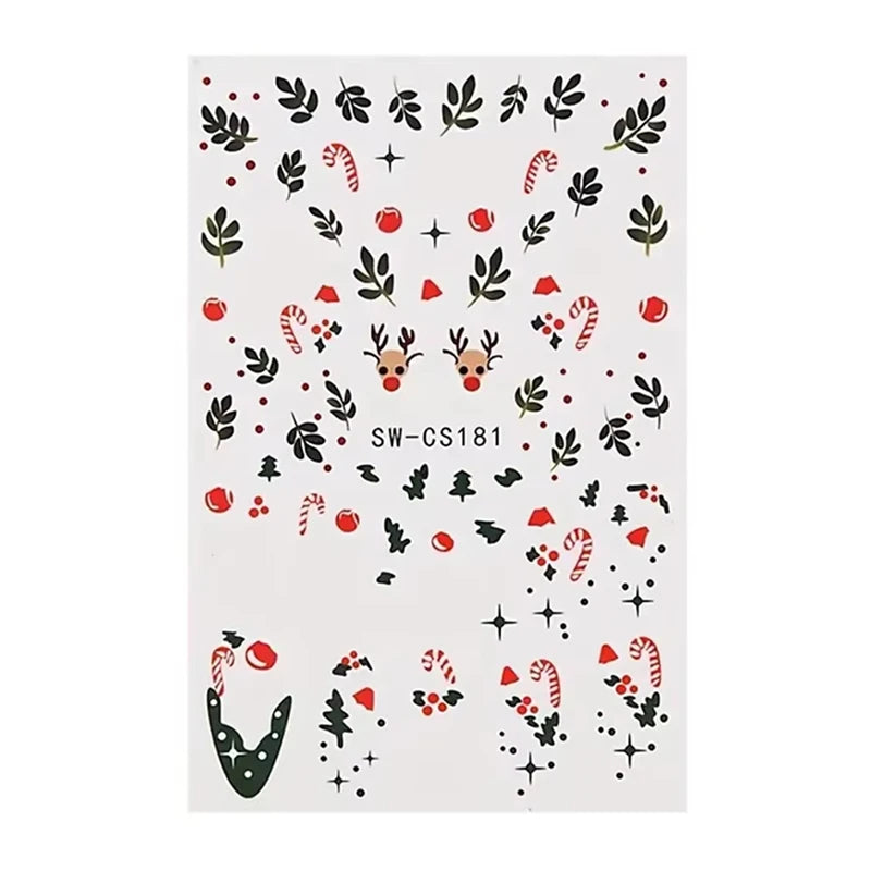 Santa Claus Nail Stickers and Christmas Decals for Winter Holiday Manicure Designs