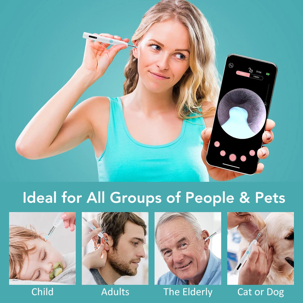 Visual Ear Wax Cleaner and Otoscope Camera for Safe Home Ear Canal Cleaning