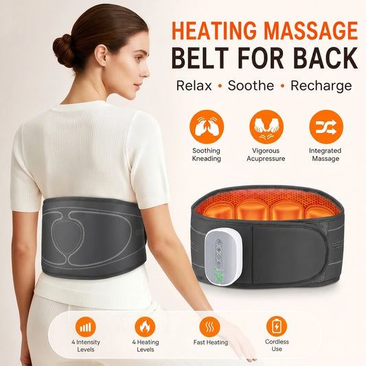 Cordless Back Massager Belt and Heated Waist Wrap for Daily Pain Relief at Home