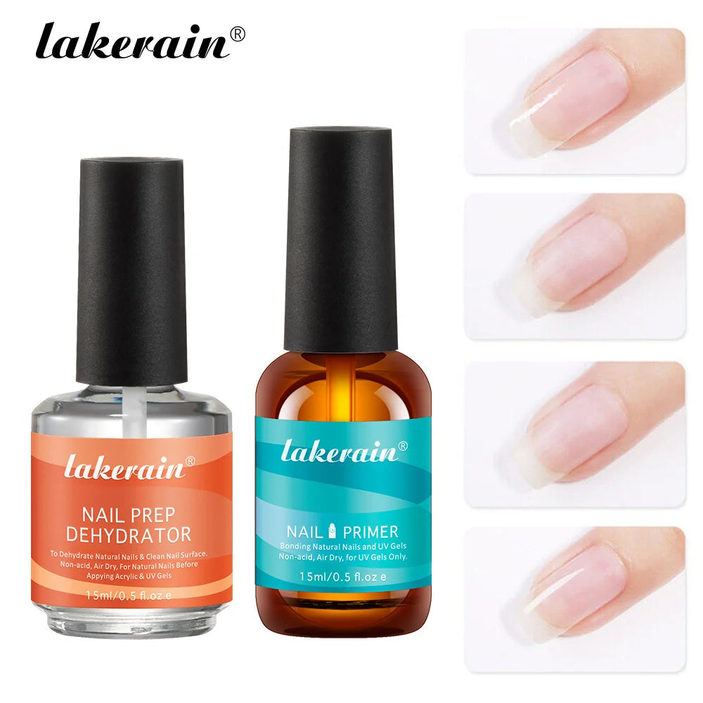 Nail Prep Dehydrator and Acid Free Primer set for long lasting gel manicure - 1