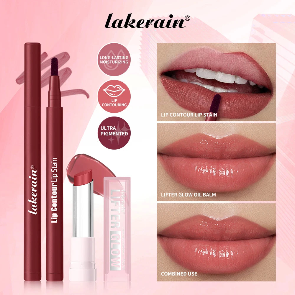 Lip Liner Pencil and Hydrating Balm Set for Defined Lips and Daily Makeup Routine - 1